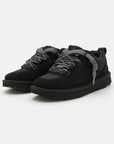 UGG Lowmel Lo Black sneakers uomo e donna in pelle scamosciata nero, vista frontale