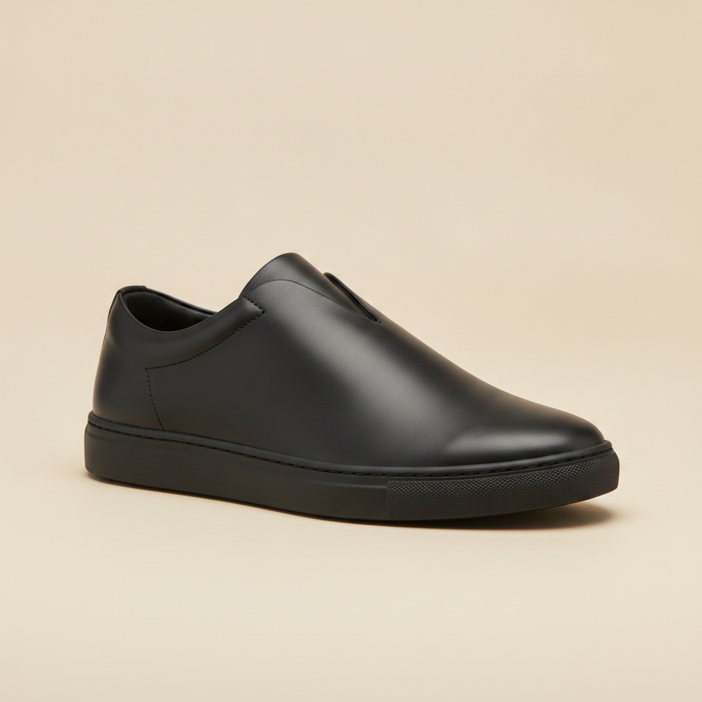 Sneakers Uomo Minimaliste Total Black – Eleganza Urbana Pulita - vista 3-4