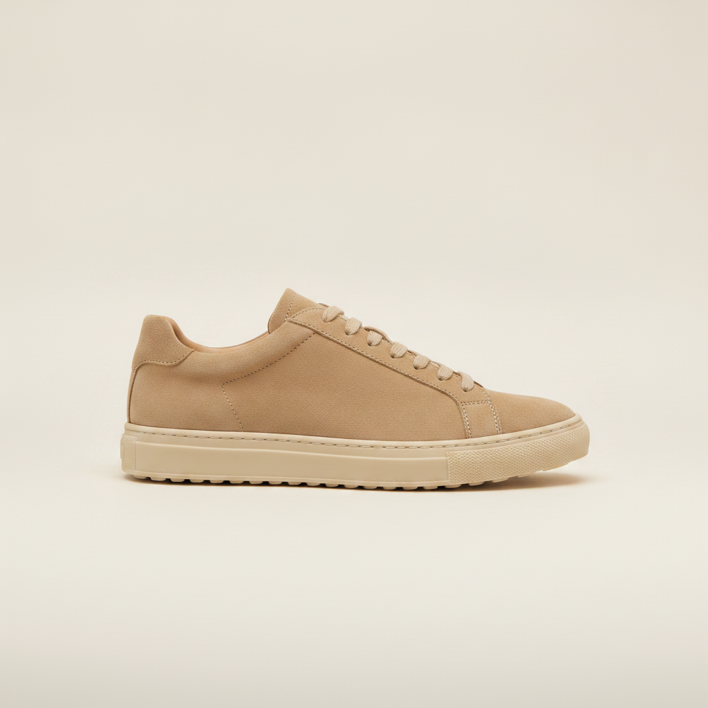 Sneakers Uomo in Pelle Scamosciata Beige – Casual Chic Naturale - vista laterale