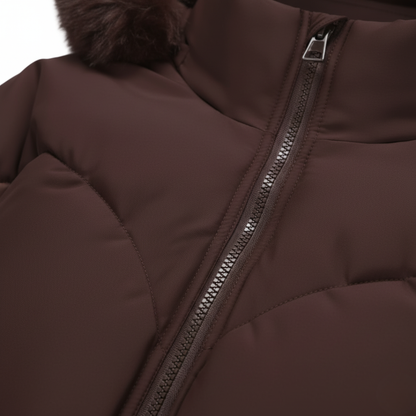 Giacca Piumino Donna con Cappuccio Pelliccia Sintetica Materiale Impermeabile