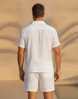 Camicia Uomo in Lino con Colletto Camp – Fresca ed Elegante Estiva - vista posteriore