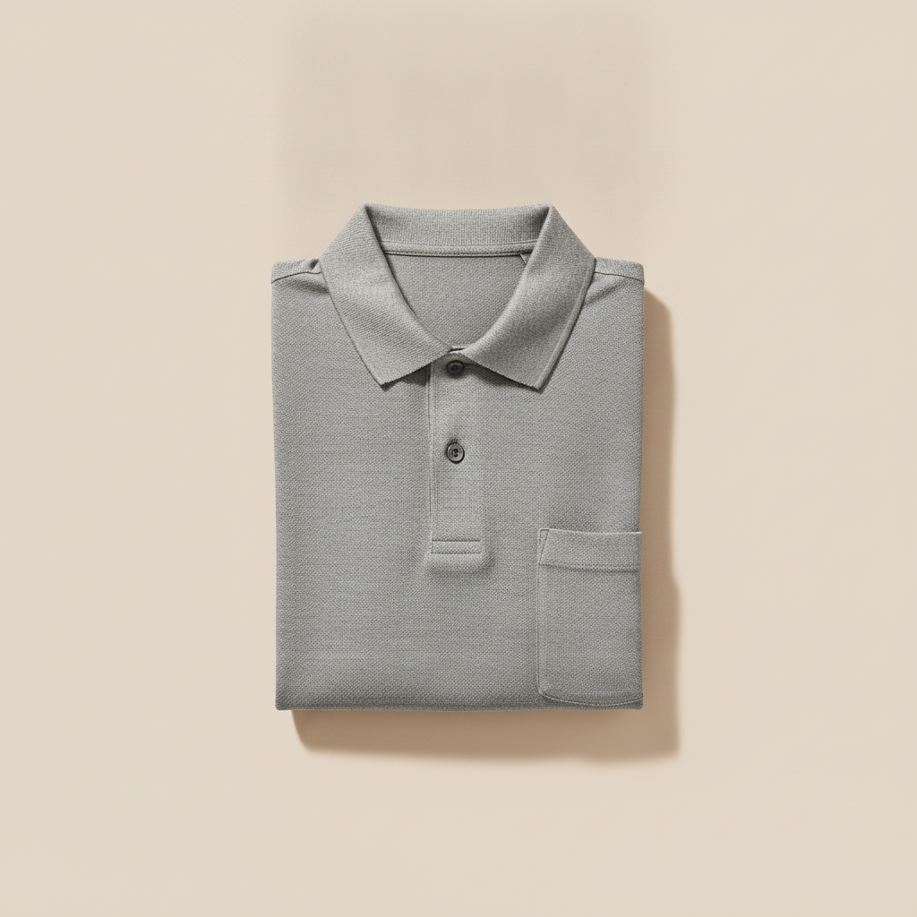 Polo Uomo con Taschino – Dettaglio Pratico e Casual - Grigio Melange