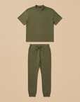 Completo Coordinato Uomo Camicia e Jogger Leggero - Verde Militare