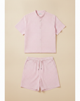Completo Coordinato Uomo Camicia Gingham e Pantaloncini - Rosa e Bianco
