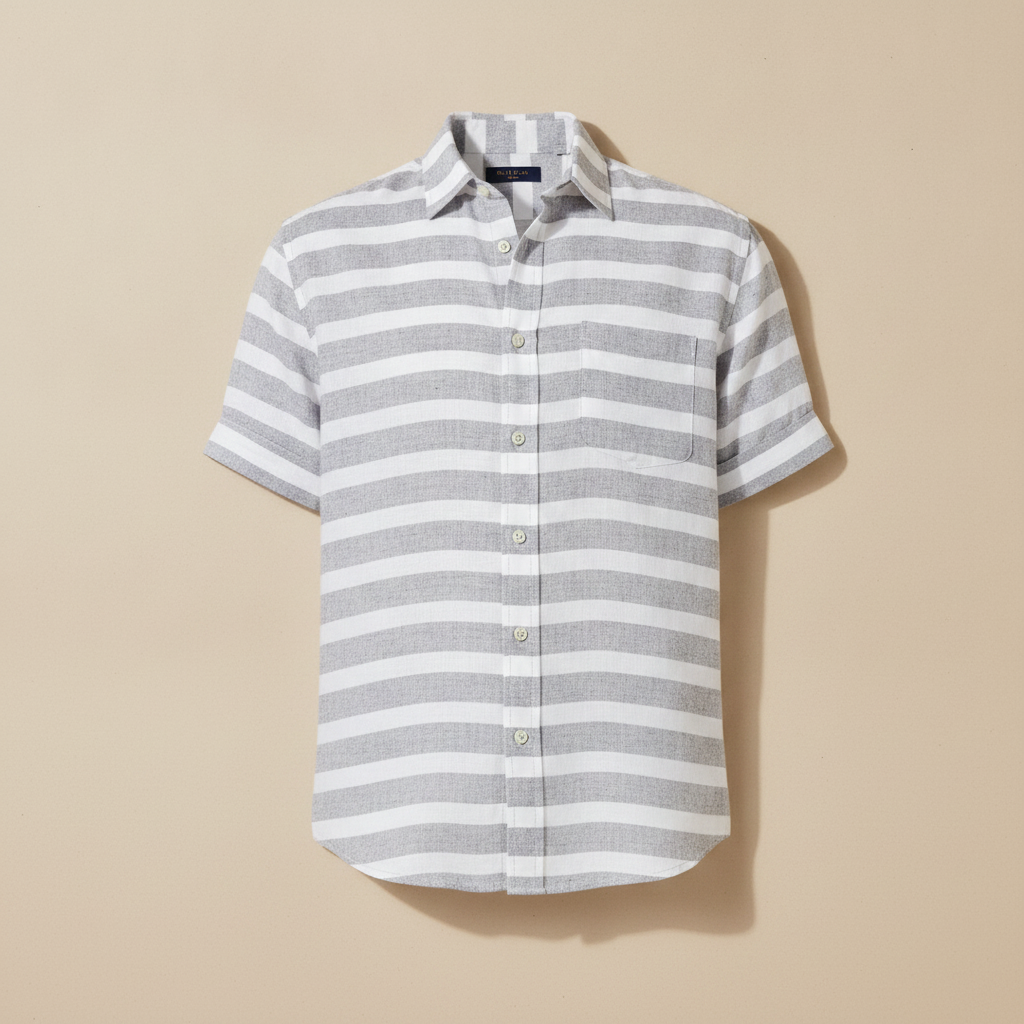 Camicia Uomo in Misto Lino a Righe – Stile Mediterraneo Fresco - Rosso e Bianco