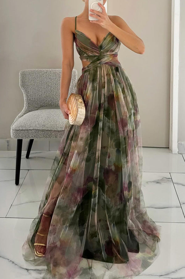 Abito lungo donna in tessuto leggero, floreale — vista 8