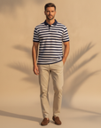 Polo Uomo a Righe Marinière – Stile Nautico Mediterraneo - Navy e Bianco - indossato