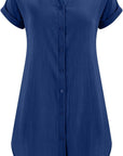 Sophie Abito Donna – Abito Corto in Lino con Scollo a V, Bottoni, Maniche Corte, Taglio Fluido, Estate
