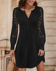 Vestito Donna Elegante Victoria – Vestito Corto in Pizzo con Scollo a V e Maniche Lunghe