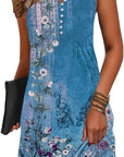 Lucie Abito Donna – Abito Bohemien Fiorito Scollo a V Senza Maniche A-Line Midi Estate