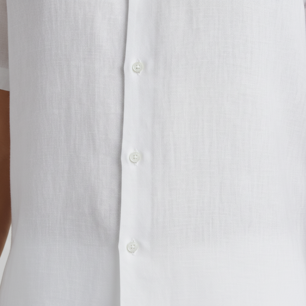 Camicia Uomo in Lino con Colletto Camp – Fresca ed Elegante Estiva - dettaglio