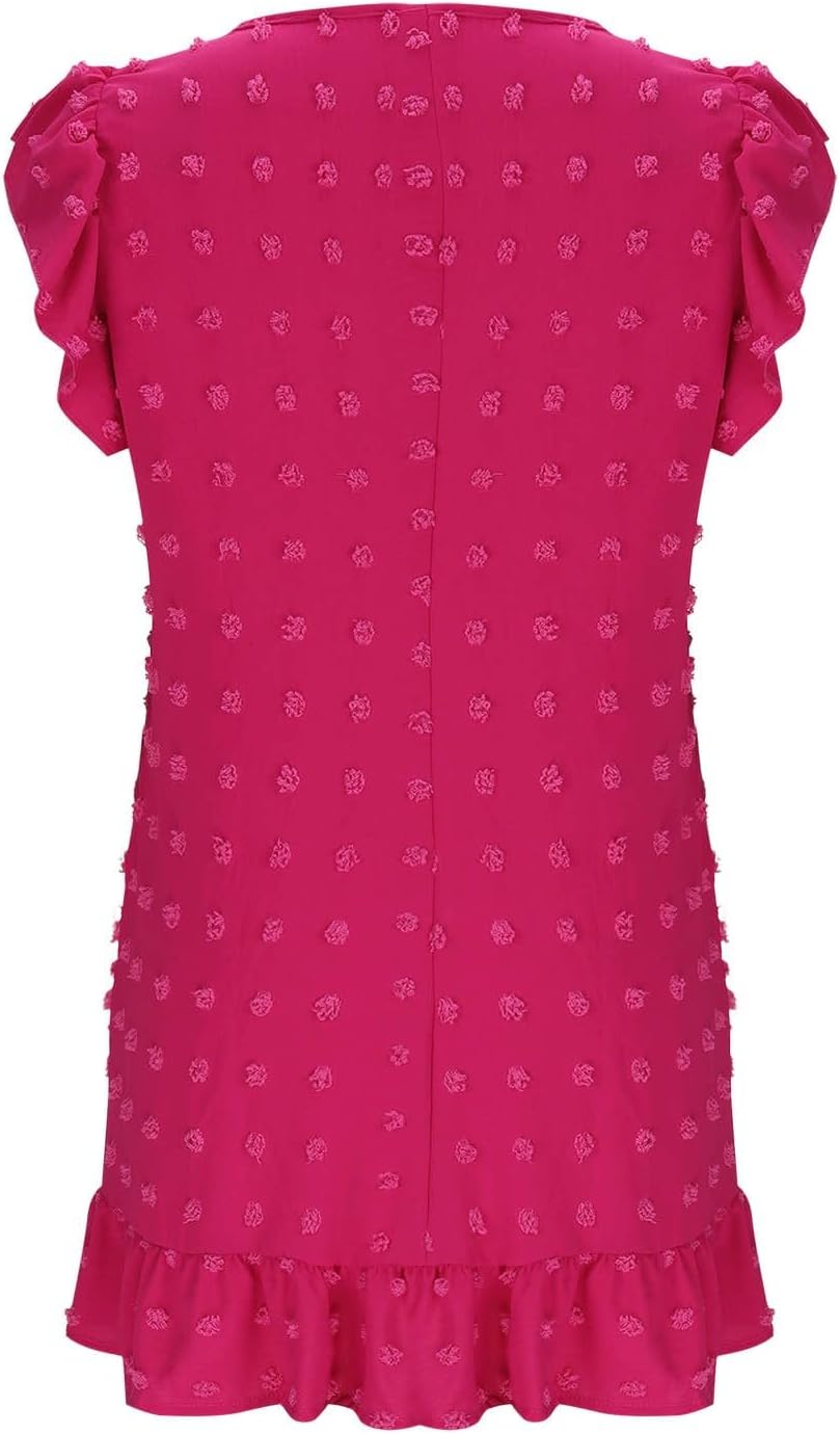 Chloé Abito Donna – Abito Midi Scollo a V Maniche Corte Volant Taglio A-Line Estate