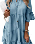 Sophie Vestito Camicia Bohemien Donna – Vestito Corto Fluido con Scollo a V e Maniche Corte