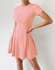 Julie Mini Abito Donna – Abito Bodycon Girocollo Maniche Corte A-Line Estate