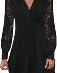 Vestito Donna Elegante Victoria – Vestito Corto in Pizzo con Scollo a V e Maniche Lunghe