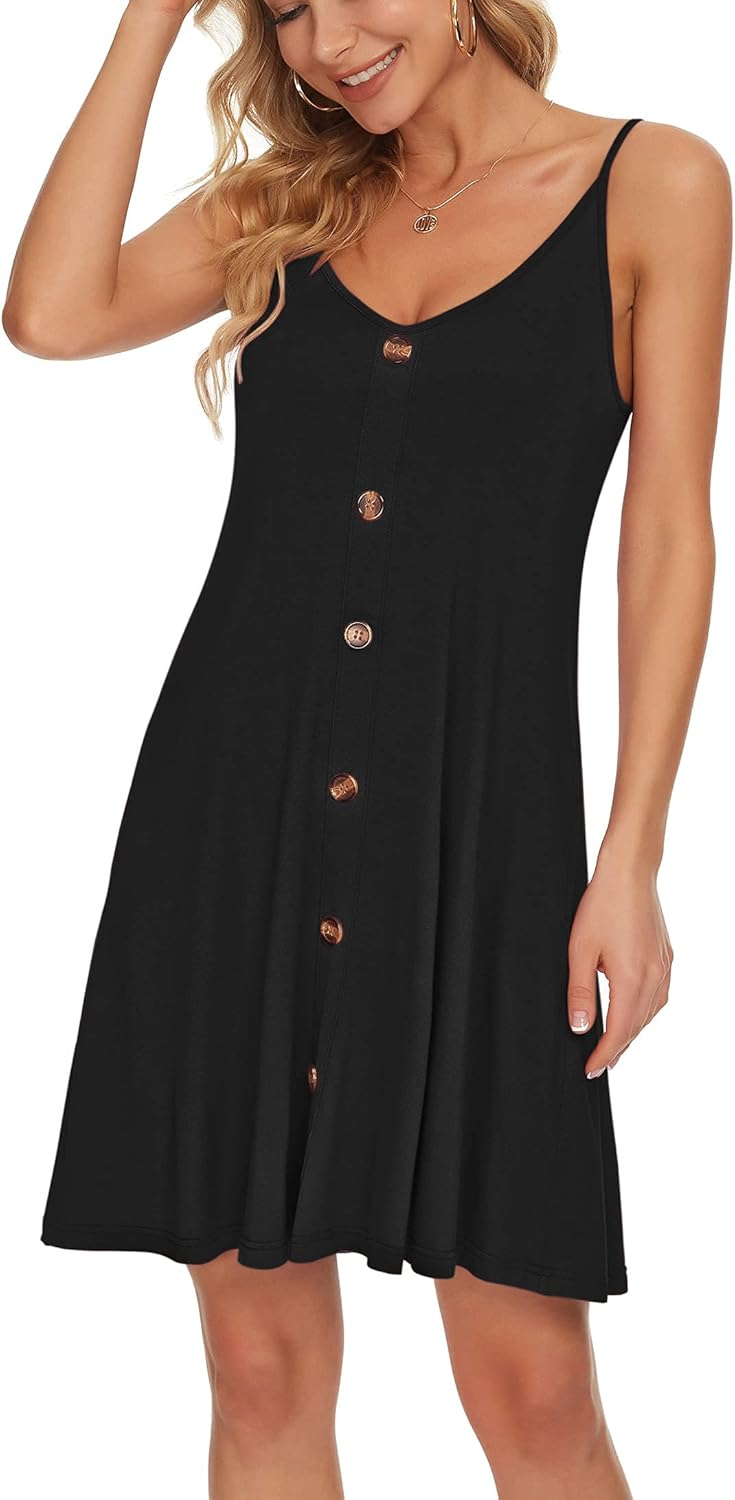 Gabbie Robe Été Donna – Spalline Sottili, Scollo a V e Tasche, Taglio Fluido Spiaggia