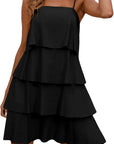 Camille Abito Donna – Abito Maxi Volant Scollo a V Senza Maniche Chiffon Plissé Estate