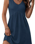 Sophie Abito Midi Donna – Abito Scollo a V Senza Maniche Plissettato con Tasche Estate
