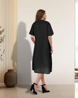 Sophie Abito Midi Donna – Abito Cotone Taglia Grande Collo Tondo con Tasche Estate