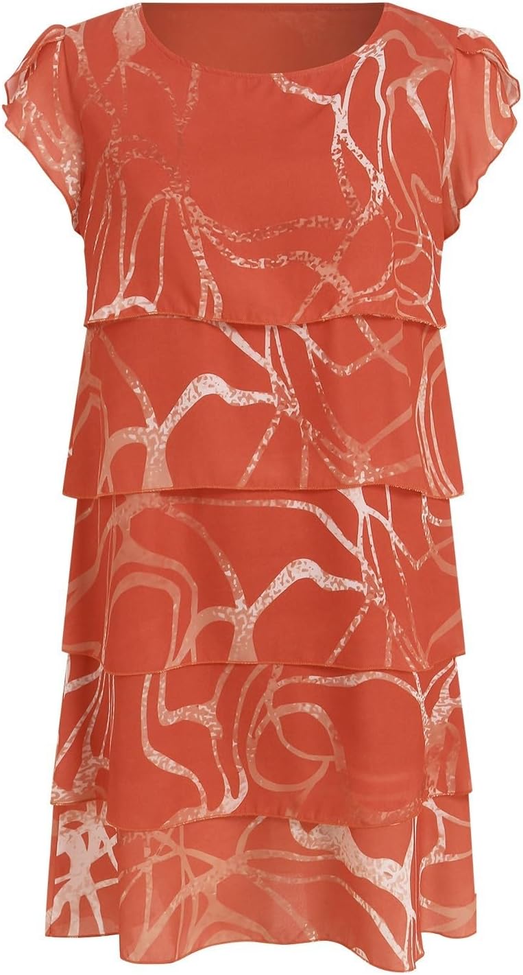 Aurora Abito Donna – Abito Floreale Bohemien Midi Volant Taglio Fluido Estate
