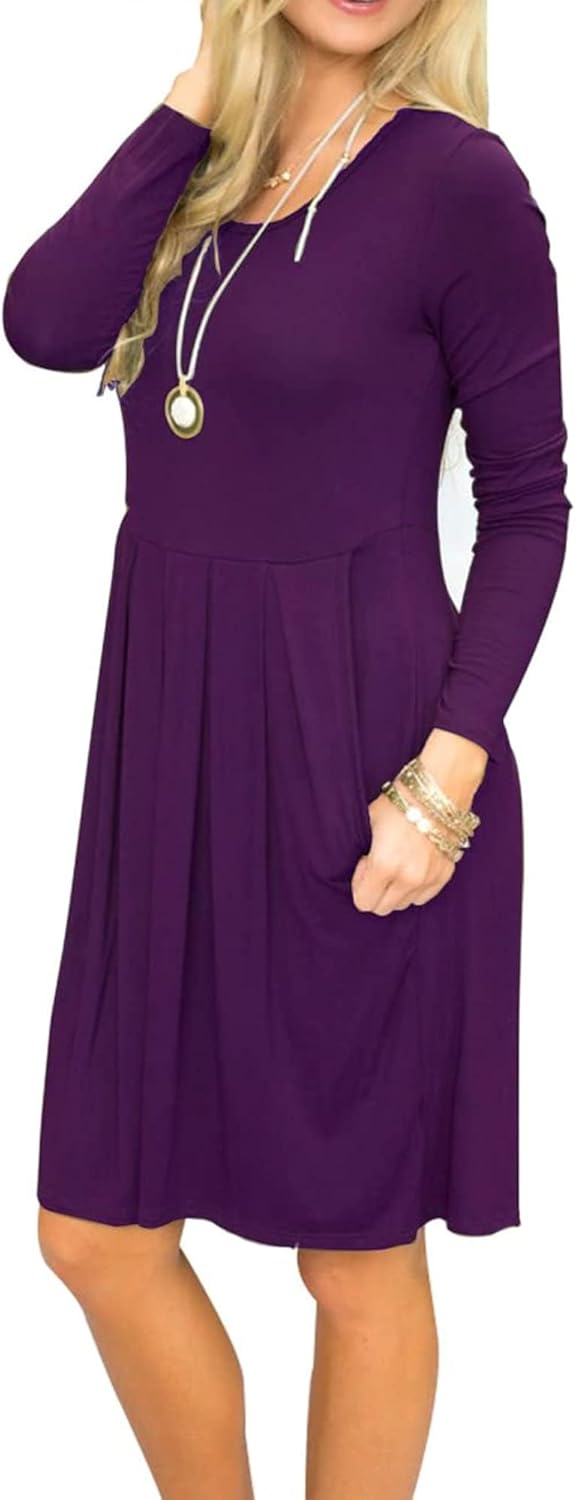 Sophie Abito Donna – Abito Maniche Lunghe Vita Alta Con Tasche Casual Chic