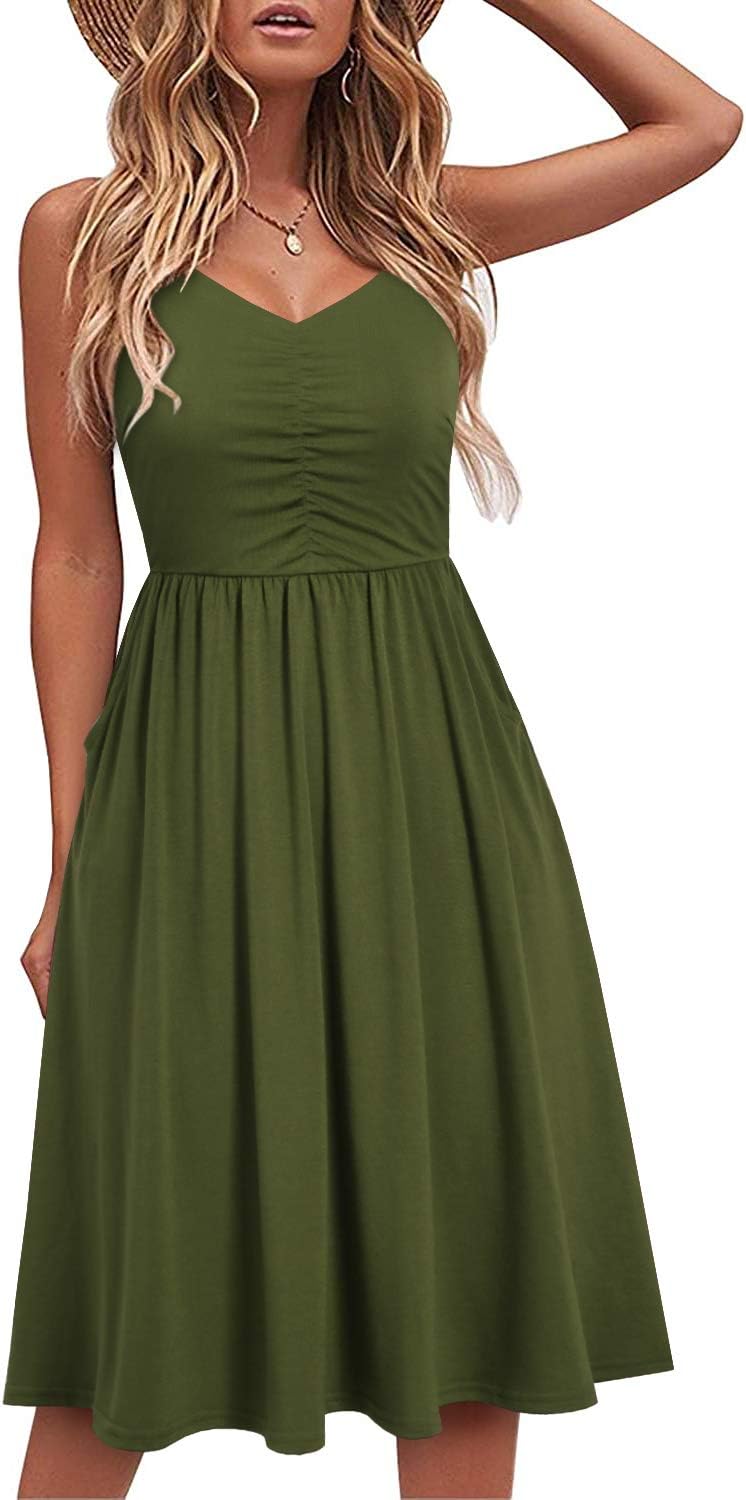 Vestito Lina Estate Donna – Vestito A-Line con Spalline Regolabili e Tasche Elegante