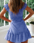 JoAnn Vestito Donna Mini Floreale – Collo a Cuore, Maniche a Volant, Vita Arricciata Estiva