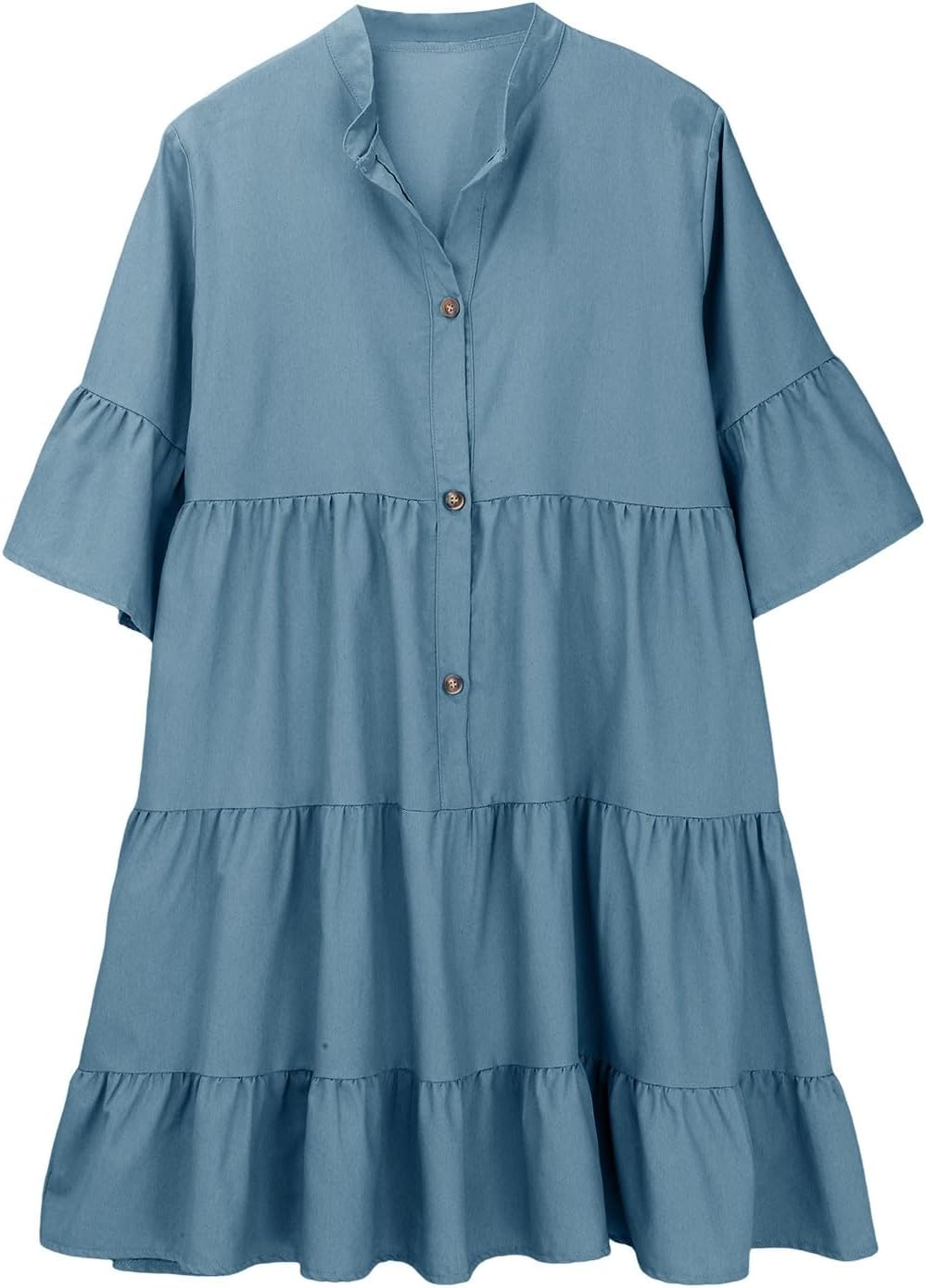 Sophie Vestito Camicia Bohemien Donna – Vestito Corto Fluido con Scollo a V e Maniche Corte