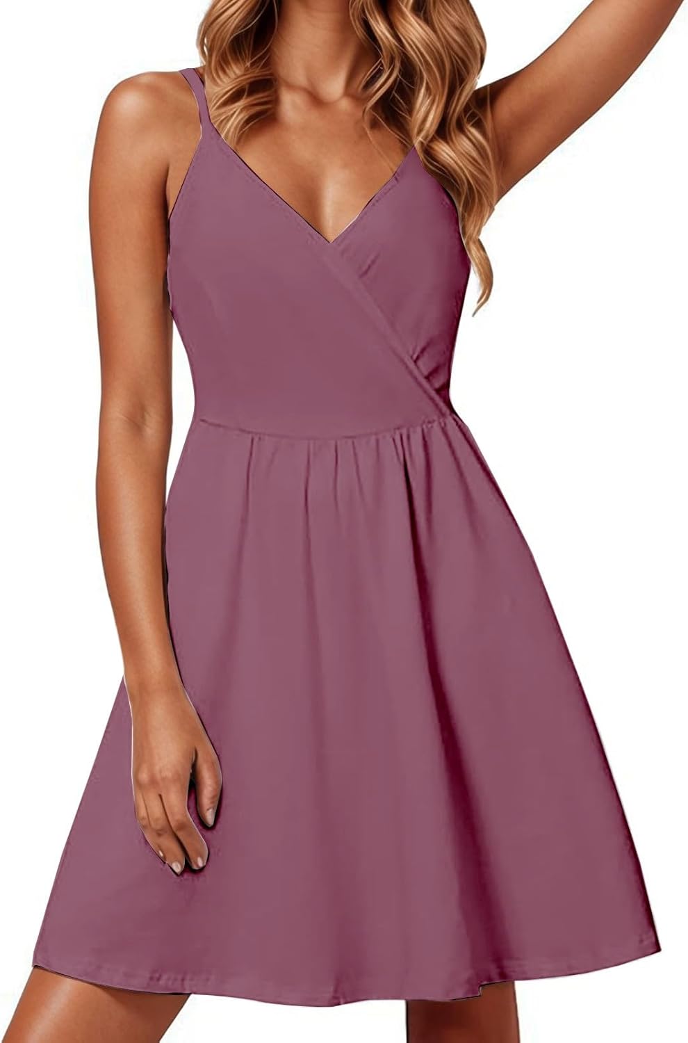 Chloe Vestito Donna – Vestito Mini in Raso con Scollo a V, Spalline Sottili, Tasche, Elegante per la Sera