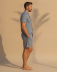 Completo Coordinato Uomo Camicia Micro-Fantasia e Pantaloncini - vista laterale
