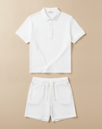 Completo Coordinato Uomo Polo e Pantaloncini – Set Sportivo Estivo - Bianco