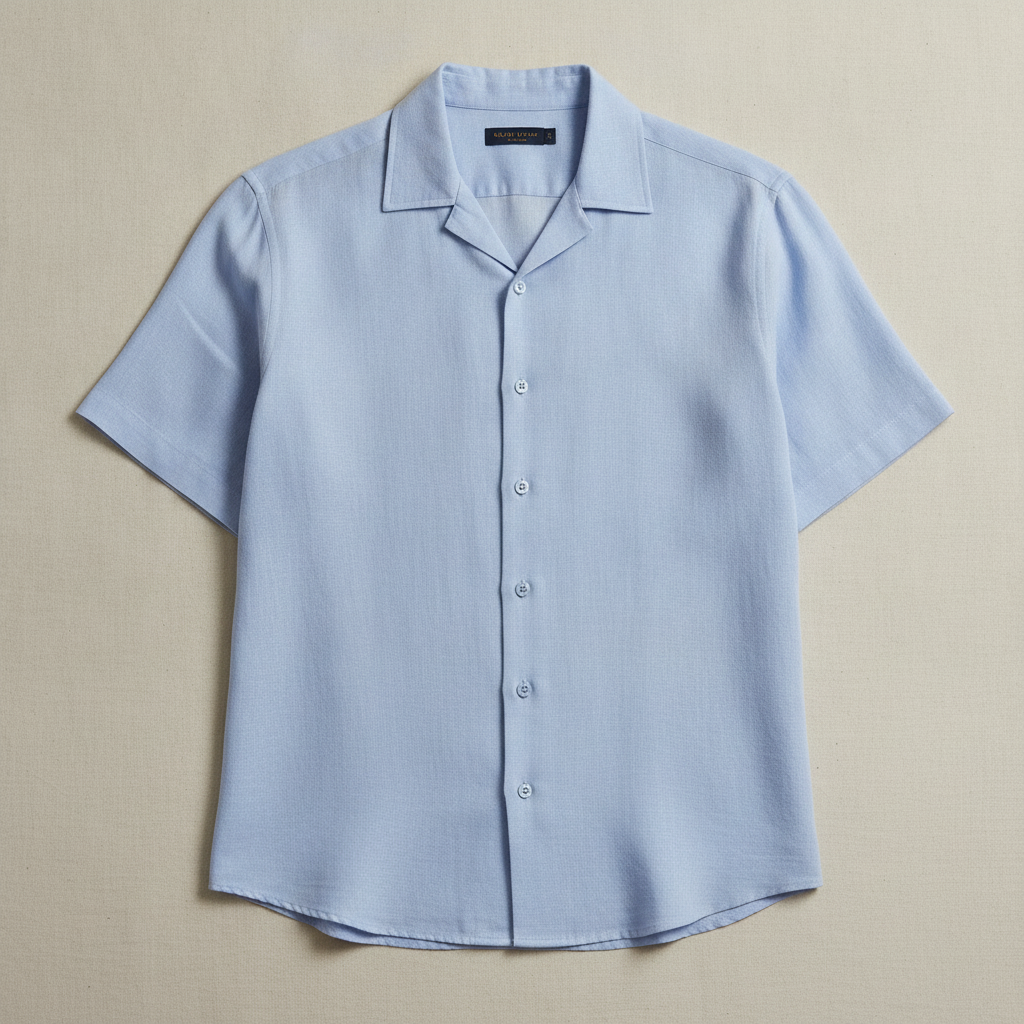 Camicia Uomo in Lino Manica Corta – Casual Chic Traspirante - Azzurro