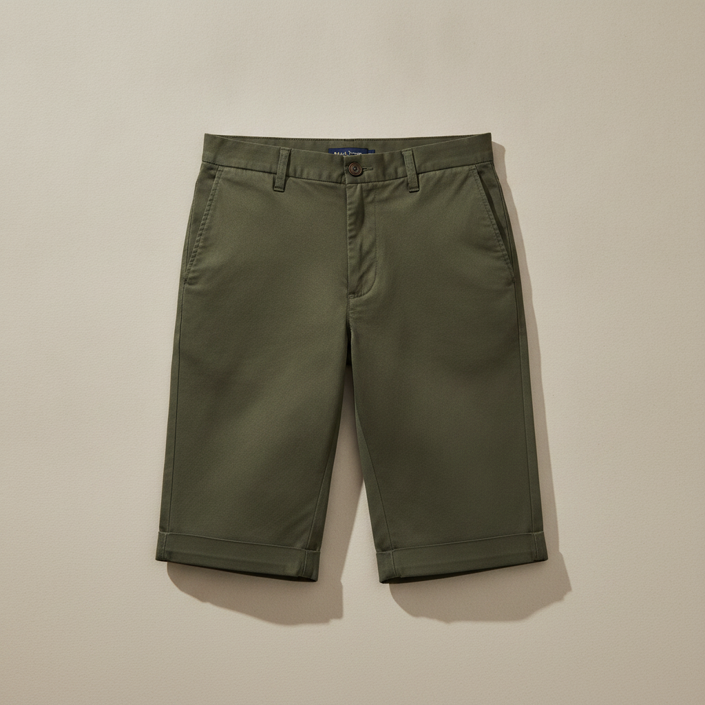 Bermuda Chino Uomo con Risvolto – Dettaglio Curato ed Elegante - Verde Oliva