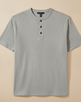 T-shirt Henley Uomo Manica Corta – Colletto con Bottoni Casual Chic - Grigio Melange