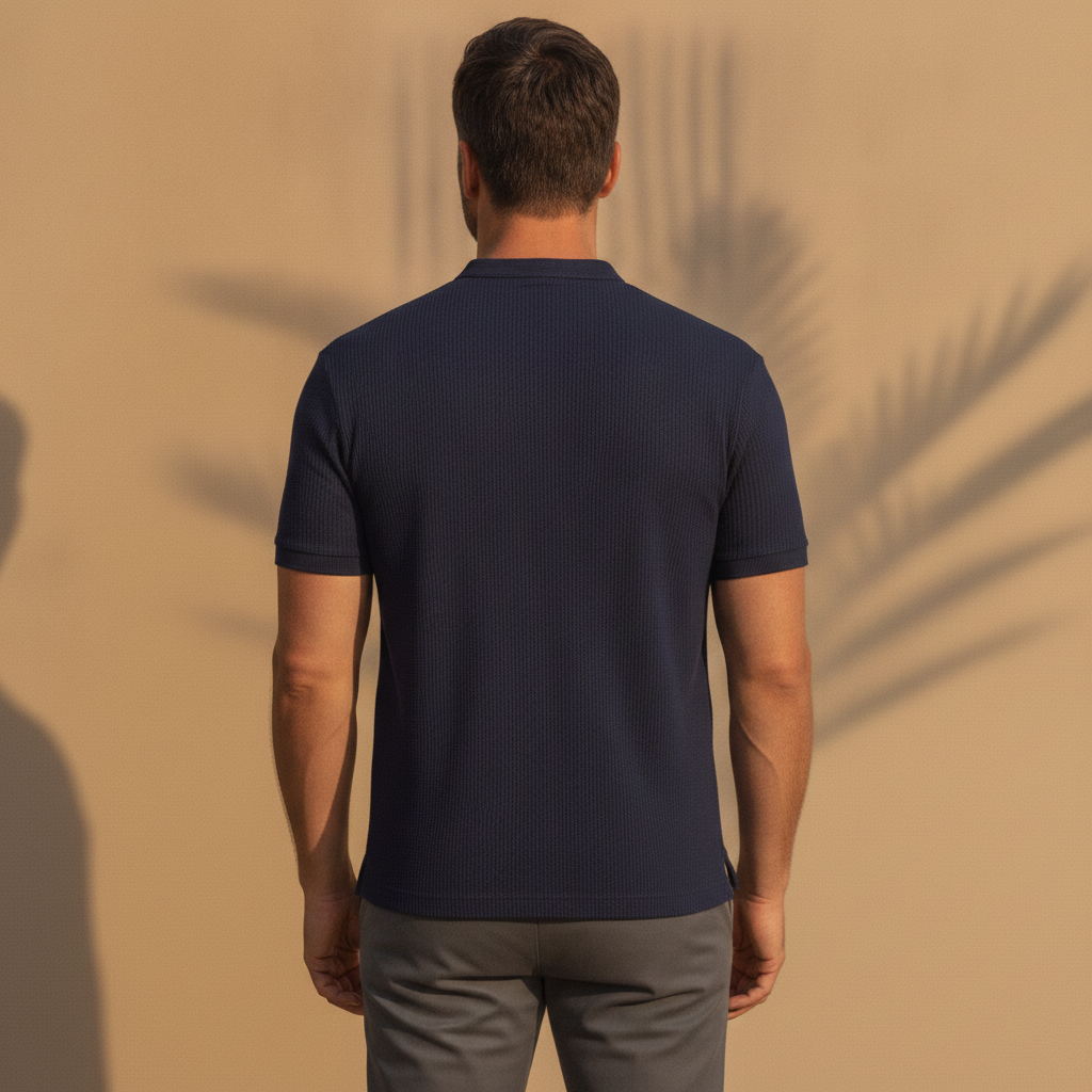 Polo Uomo in Piqué Riciclato – Eco-Design Resistente - vista posteriore