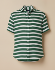 Camicia Uomo in Misto Lino a Righe – Stile Mediterraneo Fresco - Verde e Bianco