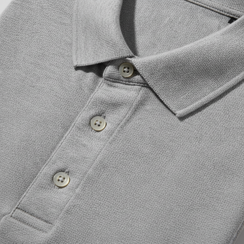 Polo Uomo Manica Lunga in Cotone – Elegante Casual per Mezza Stagione - dettaglio