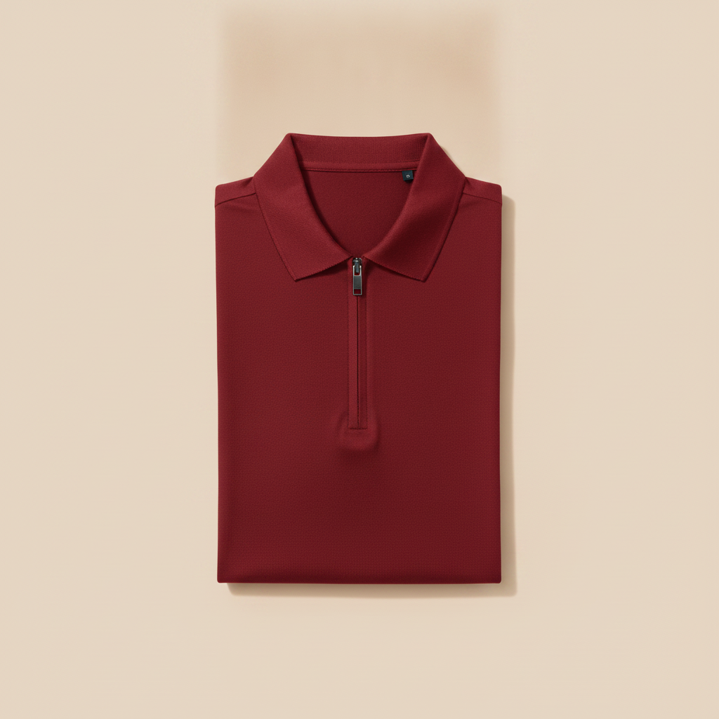 Polo Uomo Slim con Zip – Vestibilità Aderente e Moderna - Rosso