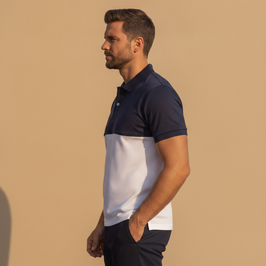 Polo Uomo Color Block Sportiva – Design Bicolore Dinamico - vista laterale