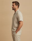 Camicia Uomo in Lino Manica Corta – Casual Chic Traspirante - vista laterale