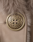 Cappotto Donna Lungo in Pelle Sintetica con Collare in Pelliccia
