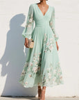 Abito lungo donna in chiffon, taglio svasato — vista 6
