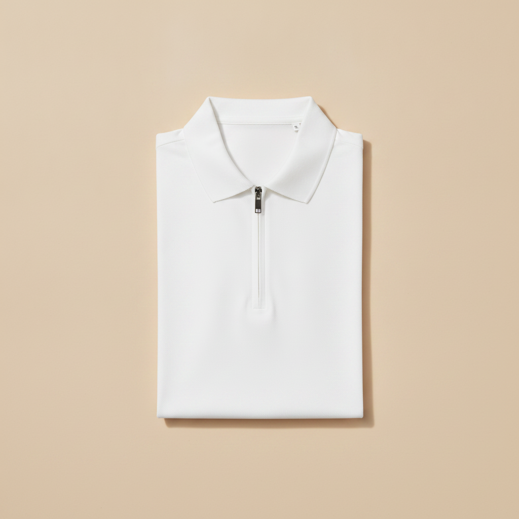 Polo Uomo Slim con Zip – Vestibilità Aderente e Moderna - Bianco