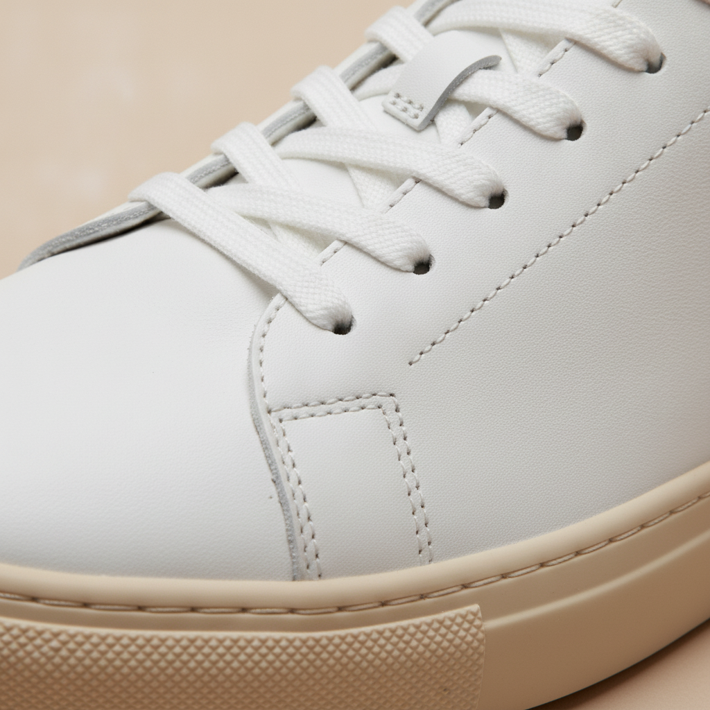 Sneakers Uomo Bianche con Suola Ecru – Look Pulito e Naturale - dettaglio