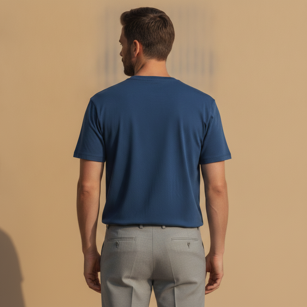 T-shirt Uomo Effetto Fiammato – Texture Slub Casual - vista posteriore