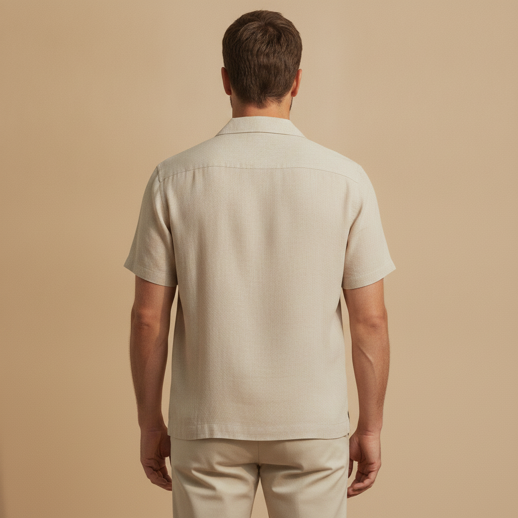 Camicia Uomo in Lino Manica Corta – Casual Chic Traspirante - vista posteriore