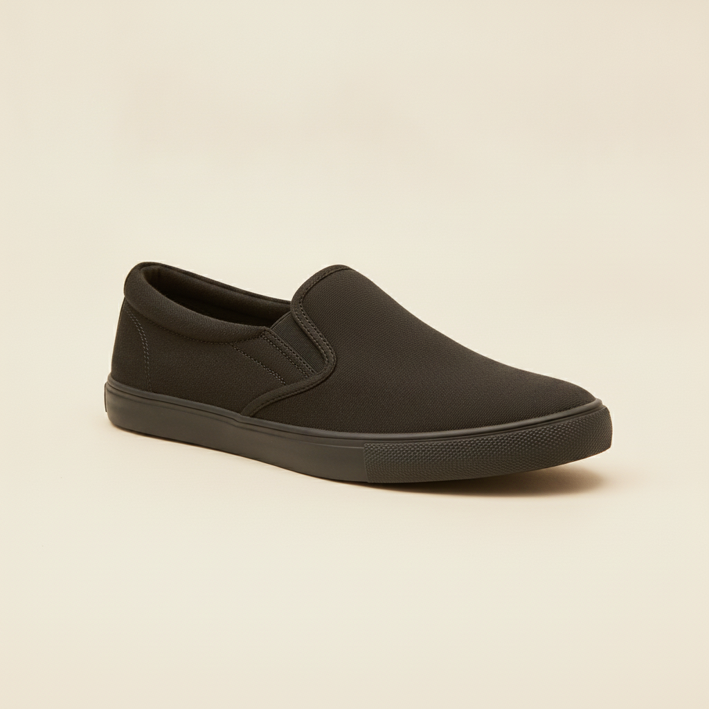 Scarpe Uomo Slip-On in Tela – Mocassino Casual Estivo Senza Lacci - Nero