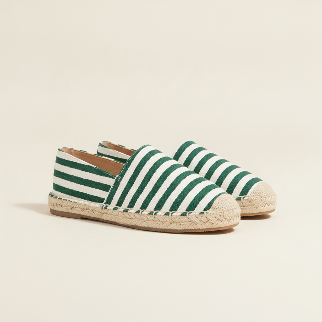 Espadrillas Uomo a Righe – Stile Mediterraneo Vivace - Verde e Bianco
