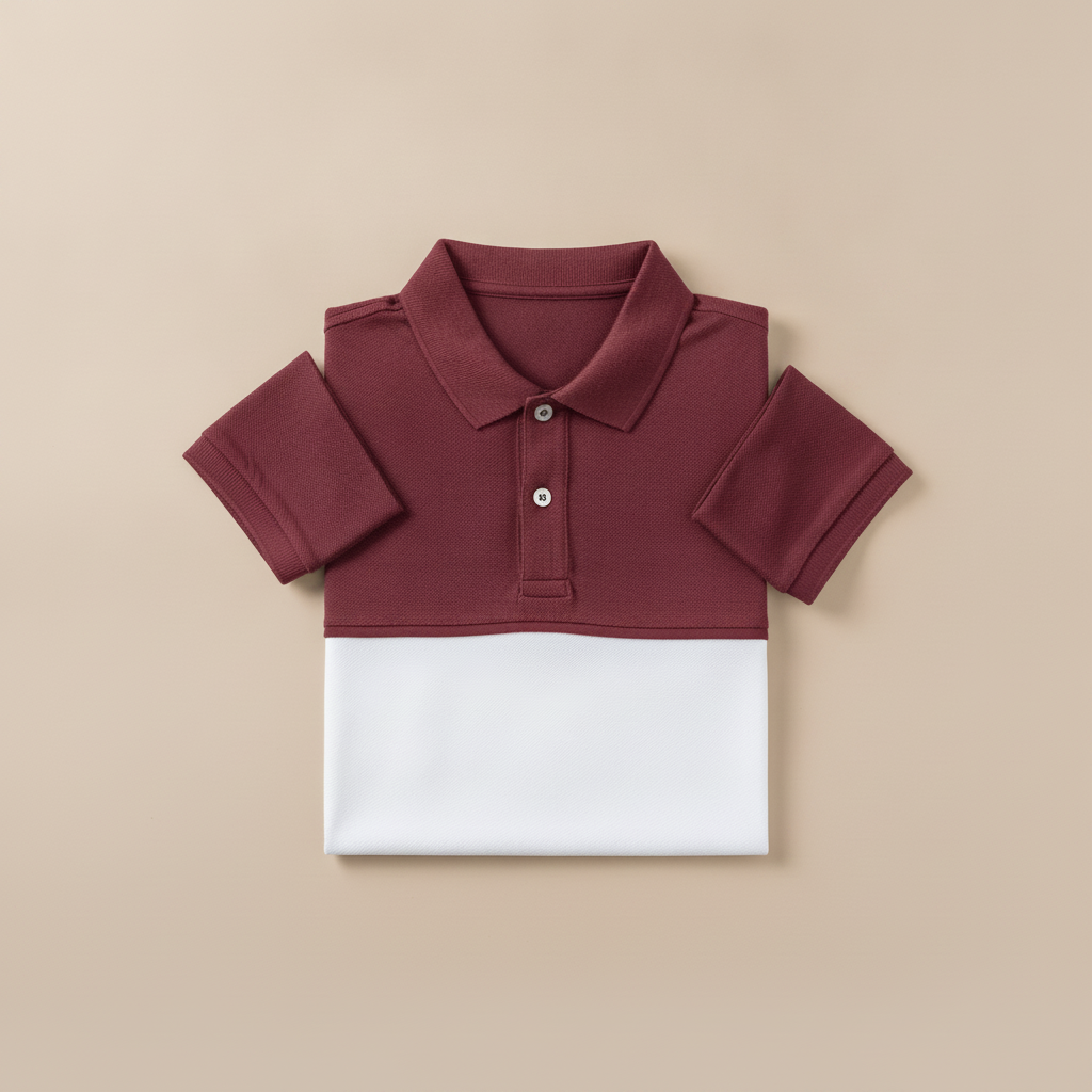 Polo Uomo Color Block Sportiva – Design Bicolore Dinamico - Bordeaux e Navy