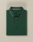 Polo Uomo Colletto a Righe Multiple – Bordi Rigati Eleganti - Verde con Righe